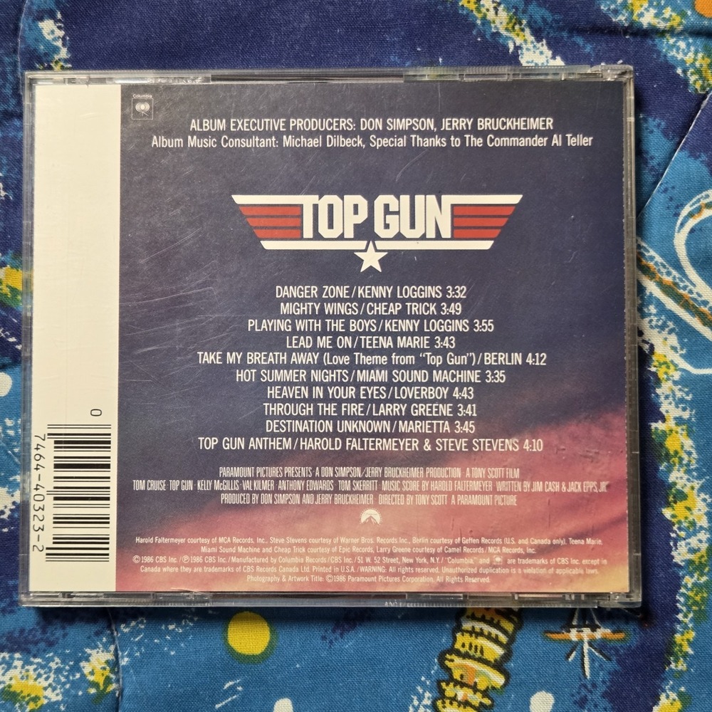 Top Gun Original Motion Picture Soundtrack CD Columbia CK 40323 1980s Rock Pop - Picture 2 of 3